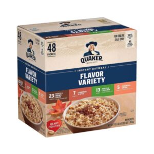 Quaker Instant Oatmeal, 4 Flavor Variety Pack, Individual Packets, 48 Count